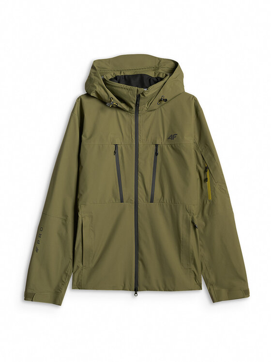 4F 4F Kurtka przeciwdeszczowa TREKKING Khaki Regular Fit