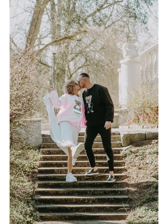 Bejbi Story Bejbi Story Bluza Bluza oversize Mr. & Mrs. Teddy Różowy Oversize