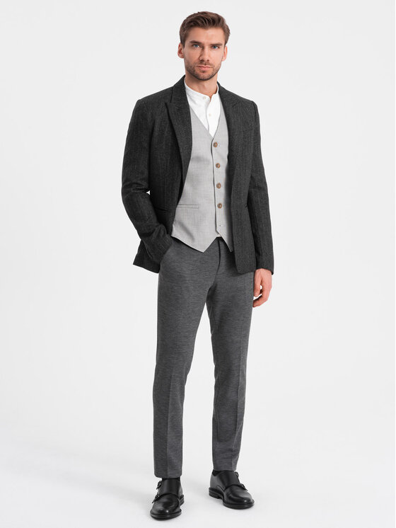 Ombre Ombre Sako OM-BLZB-0113 Šedá Regular Fit