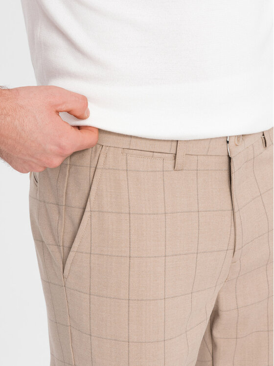 Ombre Ombre Chino kalhoty OM-PACP-0187 Béžová Regular Fit