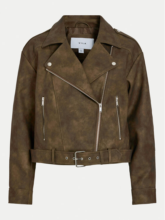 Vila Vila Giacca in similpelle Line 14102785 Marrone Regular Fit