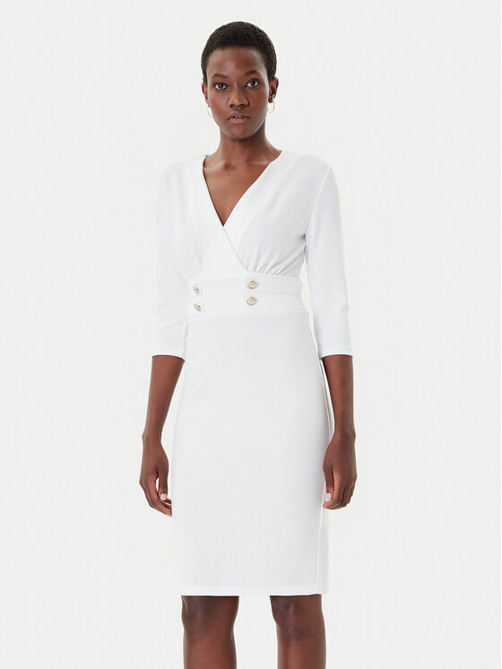 Rinascimento Rinascimento Kokteilinė suknelė CFC0126151003 Balta Slim Fit