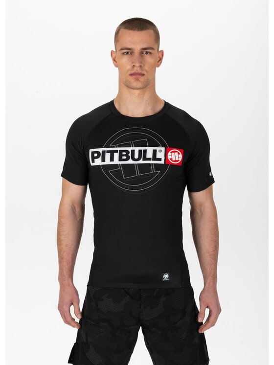 PITBULL PITBULL Koszulka techniczna Rashguard Hilltop Sports II M Czarny Slim Fit
