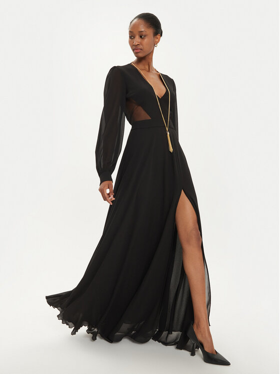 Fracomina Fracomina Večerné šaty FQ24WD3013W41201 Čierna Regular Fit