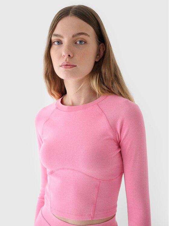 4F 4F S dlhými rukávmi 4FRAW24TLONF503-54S Ružová Slim Fit