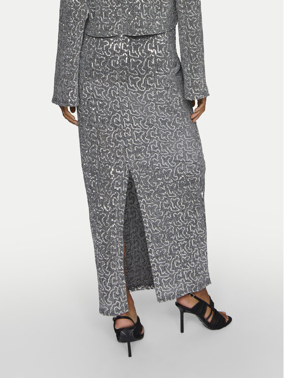 Vila Vila Maxi suknja Sanadu 14101820 Srebrna Regular Fit