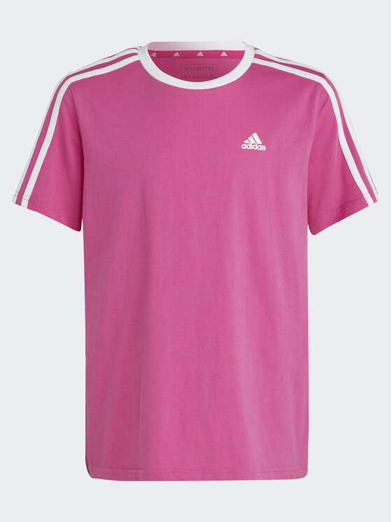 adidas T-krekls Essentials 3-Stripes Cotton Loose Fit Boyfriend T-Shirt IC3639 Rozā Loose Fit