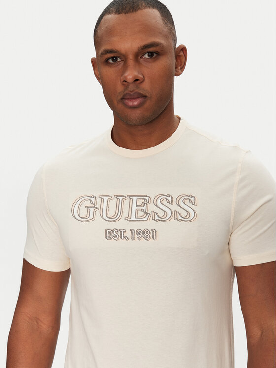 Guess Guess Tričko M5GI07 I3Z14 Écru Slim Fit