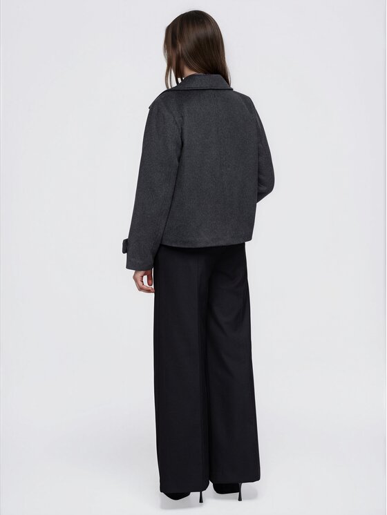 Ombre Ombre Płaszcz przejściowy OW-COLC-0121 Szary ciemny Oversize