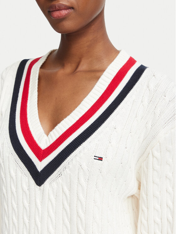 Tommy Jeans Tommy Jeans Kootud kleit DW0DW23540 Valge Relaxed Fit