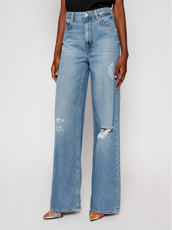 Guess Guess Wide leg džíny Super High W0BA09 D3Y0A Tmavomodrá Loose Fit