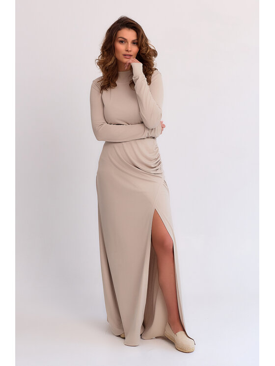 MANDRAGORA MANDRAGORA Maxi sukně Luna Béžová Basic Fit