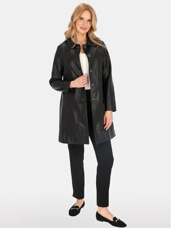 Perso Perso Płaszcz przejściowy BLE252369F Czarny Regular Fit