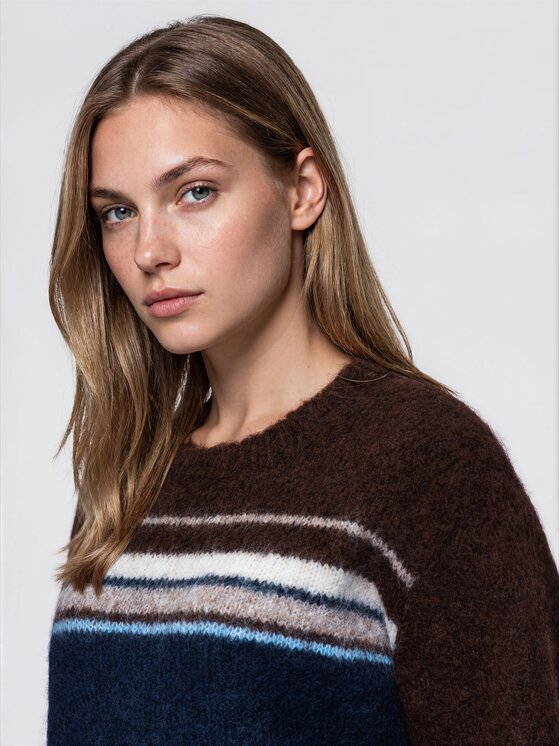 Ombre Ombre Sweter OW-SW-E0075 Granatowy Regular Fit
