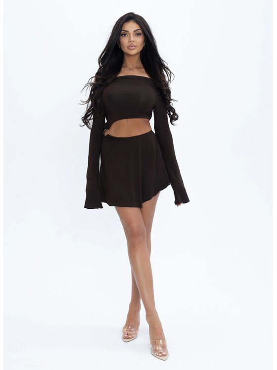 Love Saints Love Saints Sukienka dzianinowa L26LF-SU-K10 Brązowy Slim Fit