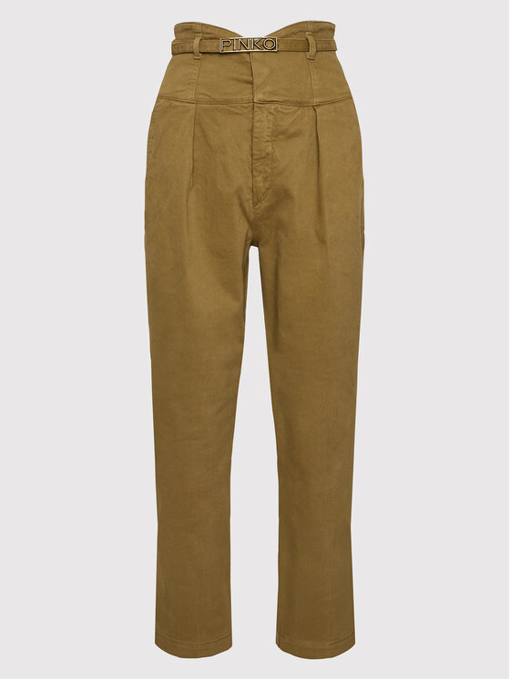 PINKO Pinko Hlače iz tkanine Ariel 1J10YP Y848 Zelena Regular Fit