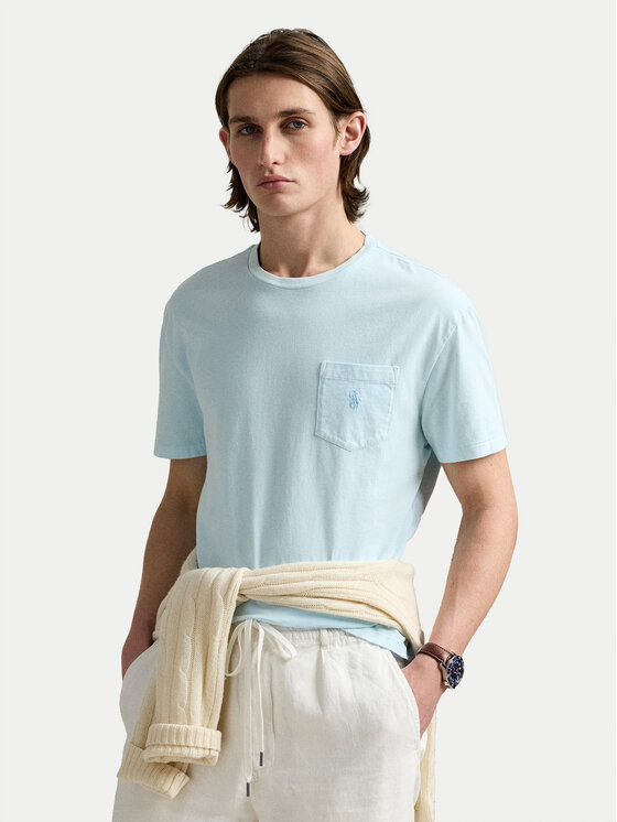 Polo Ralph Lauren Polo Ralph Lauren T-Shirt 710969628002 Světle modrá Custom Slim Fit