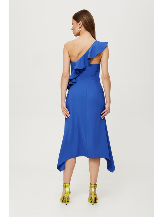 Makover Makover Koktejlové šaty K185 Modrá Modern Fit