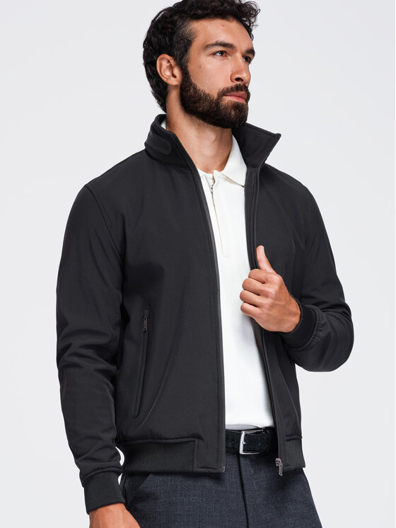Ombre Ombre Kurtka przejściowa OM-JANP-0233 Czarny Regular Fit