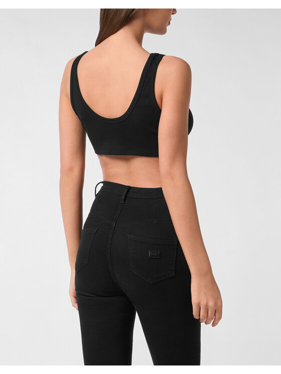 PHILIPP PLEIN PHILIPP PLEIN Tank top 24149 Czarny Skin Tight Fit