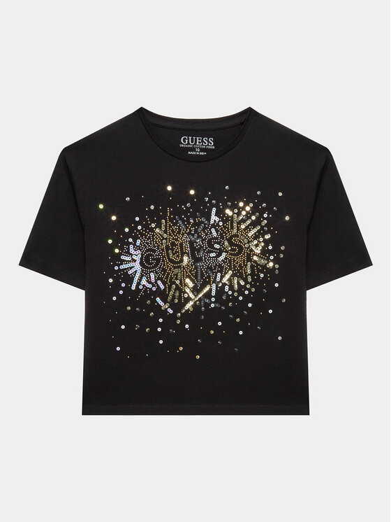 Guess Tricou J3YI21 K6YW1 Negru Boxy Fit