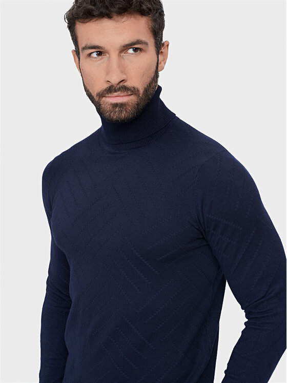 Evenemen Evenemen Sweter Golf Granatowy Slim Fit