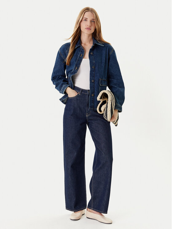 United Colors Of Benetton United Colors Of Benetton Geacă de blugi 296XDN07R Bleumarin Relaxed Fit