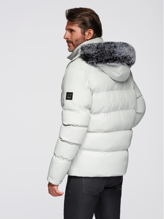 Ombre Ombre Kurtka zimowa OM-JAHP-0252 Szary Regular Fit