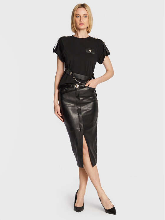 Gonna in similpelle R_E00164 Nero Slim Fit