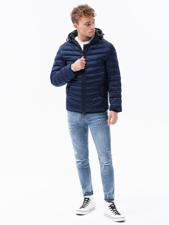 Ombre Ombre Kurtka zimowa C368 Granatowy Regular Fit