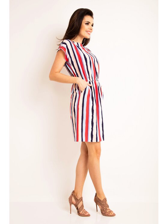 Awama Awama Sukienka letnia A166 Kolorowy Basic Fit