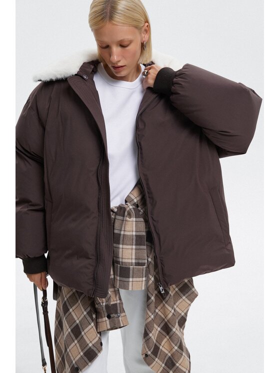 Estro Estro Μπόμπερ μπουφάν ER00116043 Καφέ Oversize