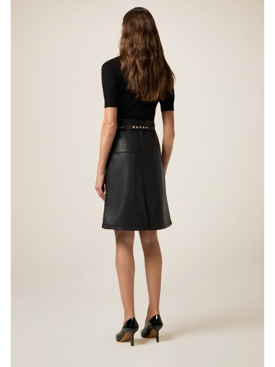 Oltre Oltre Spódnica midi 1302R001534N033 Czarny A-Line Fit