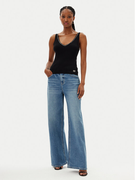 MET MET Jeansy NOS CHLOE T4L736 Modrá Wide Leg