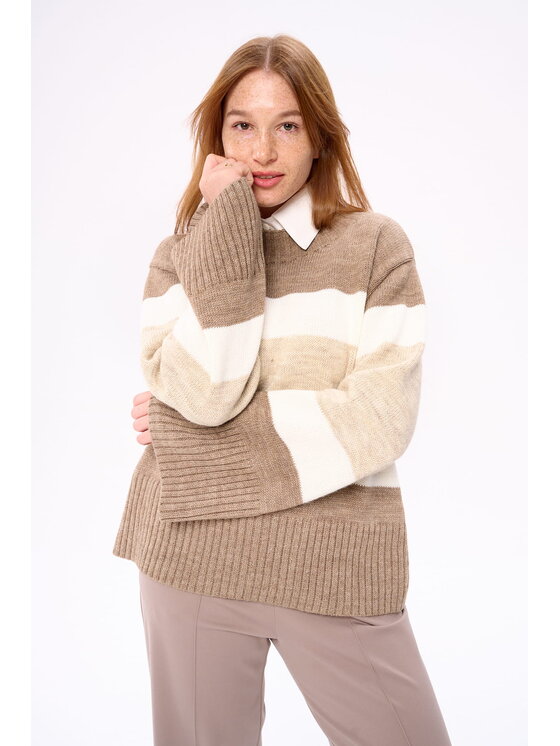 blue shadow blue shadow Sweter Pasty Beżowy Regular Fit