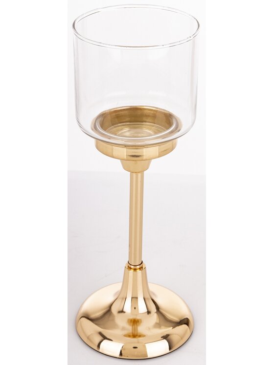 MIAhome MIAhome Świecznik złoty z kloszem 29x11 cm LAMBONG - II średni Złoty