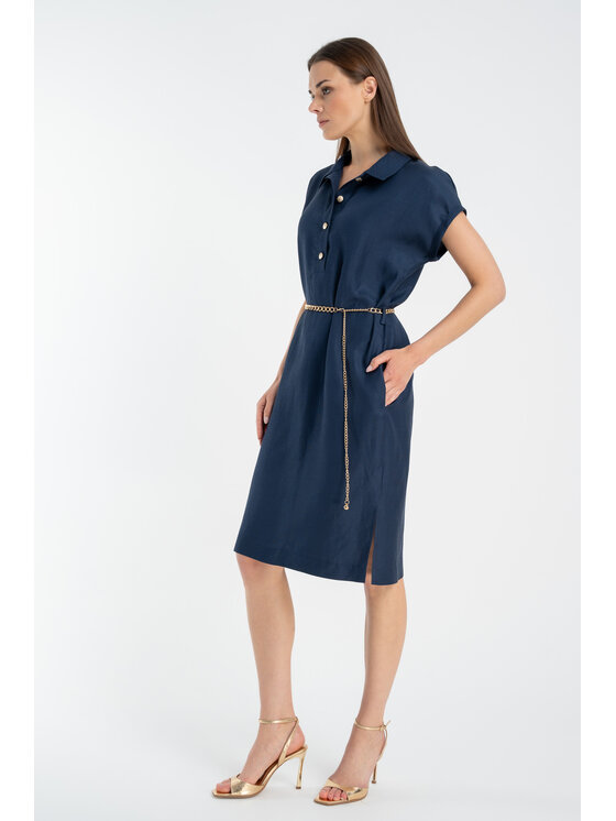 CLICK CLICK Φόρεμα πουκάμισο 60-6116 Σκούρο μπλε Close Fit