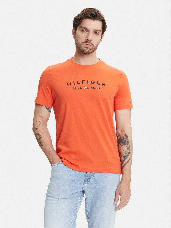 Tommy Hilfiger Tommy Hilfiger T-Shirt Fathers Day MW0MW39356 Pomarańczowy Regular Fit