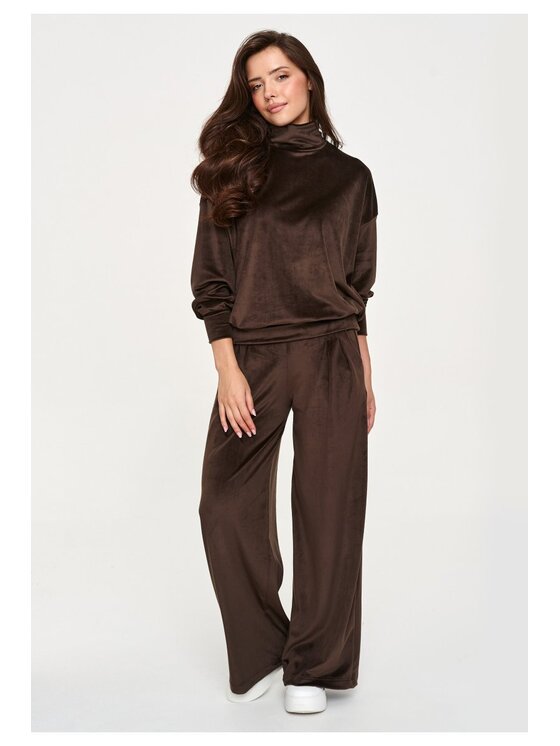 Makadamia Makadamia Dres M953 Brązowy Loose Fit