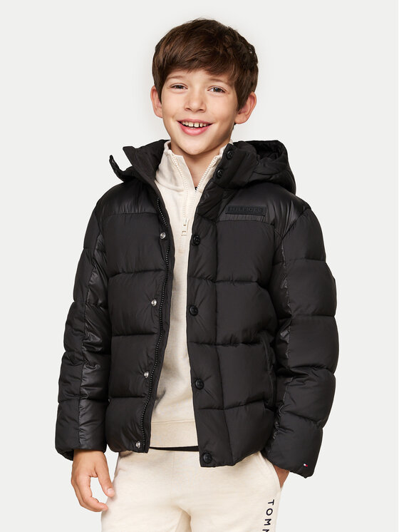 Gyerek Pehelykabát Tommy Hilfiger, Méret: 8Y, Fekete, KB0KB09207