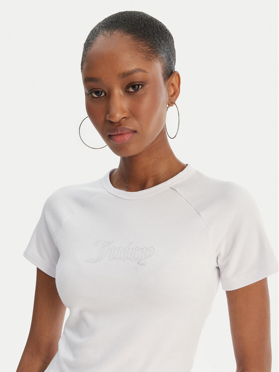 Juicy Couture Juicy Couture Тишърт Baby JCWCT126317 Бял Slim Fit
