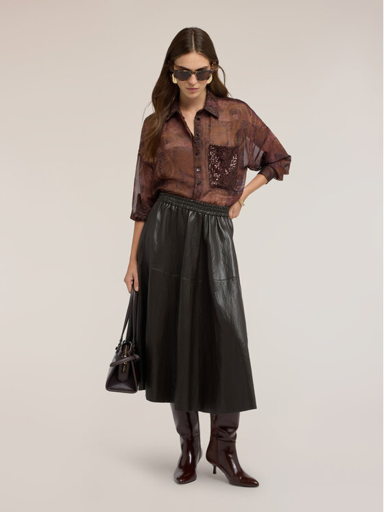 Motivi Motivi Spódnica maxi 1017W000742N032 Brązowy Flared Fit