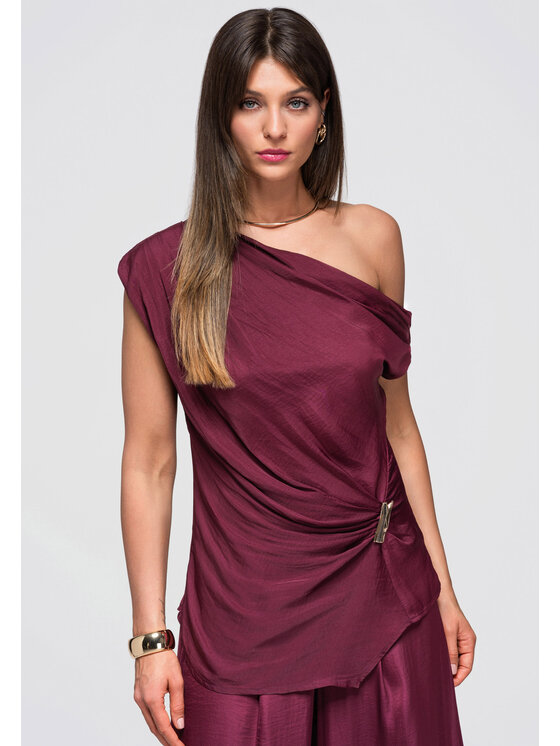 Ombre Ombre Bluzka OW-TS-E0053 Fioletowy Loose Fit