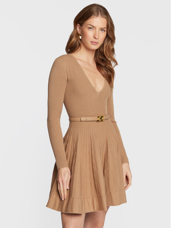 Elisabetta Franchi Rochie tricotată AM-90T-26E2-V600 Maro Regular Fit AM-90T-26E2-V600 imagine noua