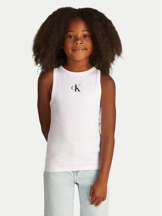 Calvin Klein Jeans Top Logo IG0IG02435 Bianco Regular Fit, taglia : 8Y