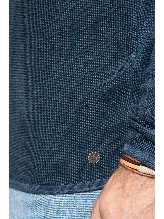 Mustang Mustang Maglione EMIL C WAFFLE Blu Regular Fit
