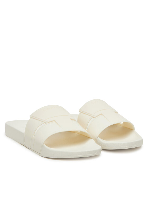 Calvin Klein Calvin Klein Şlapi Pool Slide Double T HM0HM01752 Alb