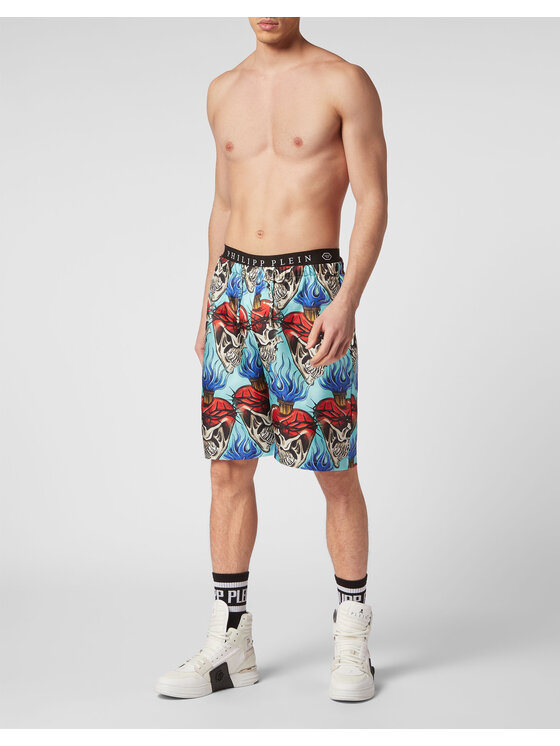 PHILIPP PLEIN PHILIPP PLEIN Szorty 3831 Turkusowy Regular Fit