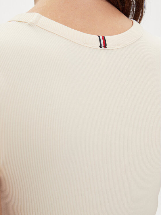Tommy Hilfiger Tommy Hilfiger Majica WW0WW41776 Bež Slim Fit