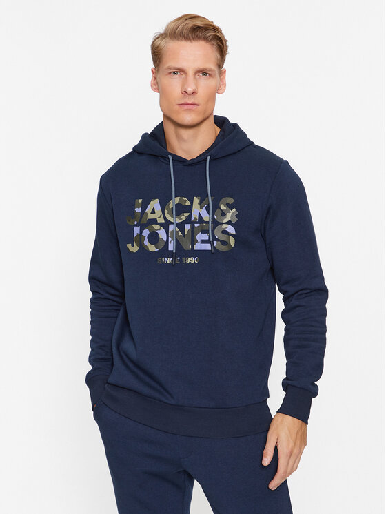 Jack&Jones Džemperis ar kapuci James 12235338 Tumši zils Regular Fit